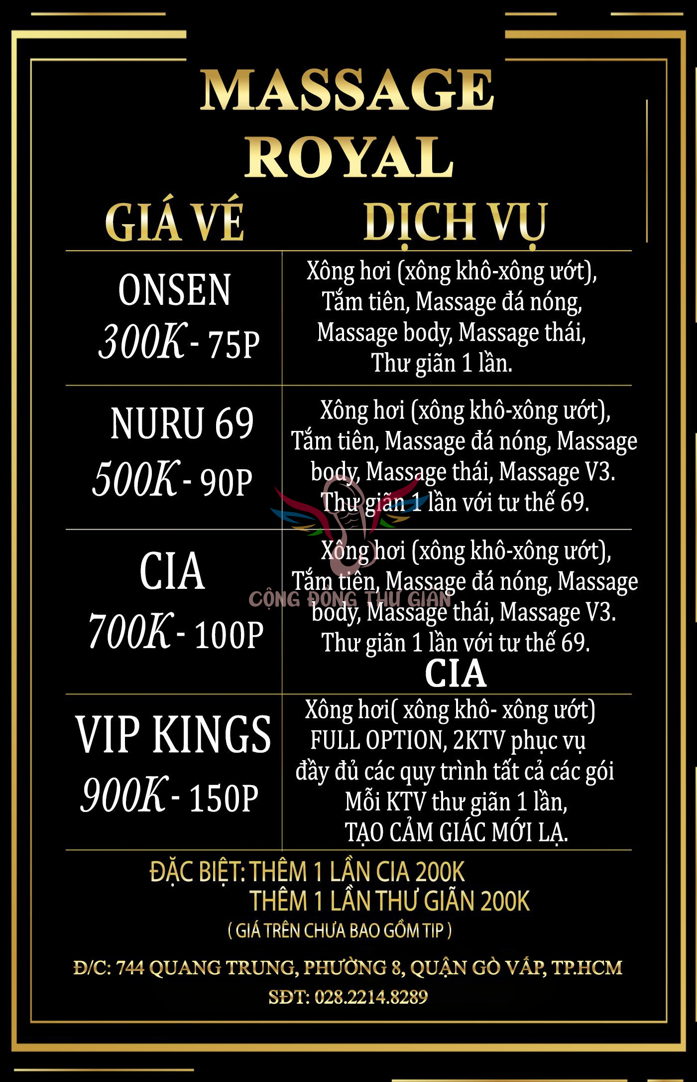 Bang gia massage royal